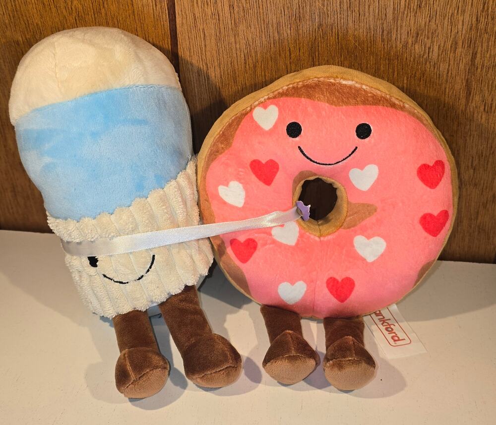 Frankford Donut Let Me Go Milk Cup Better Together Plush Pair Valentine's 9"